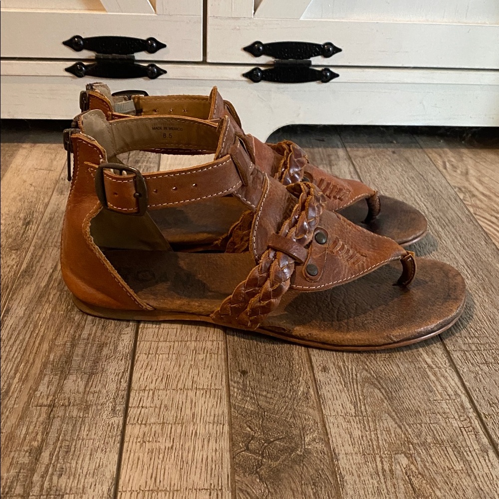 ROAN Brown Leather Sandals with Braided Detail Sz 8.5 - Picture 2 of 5